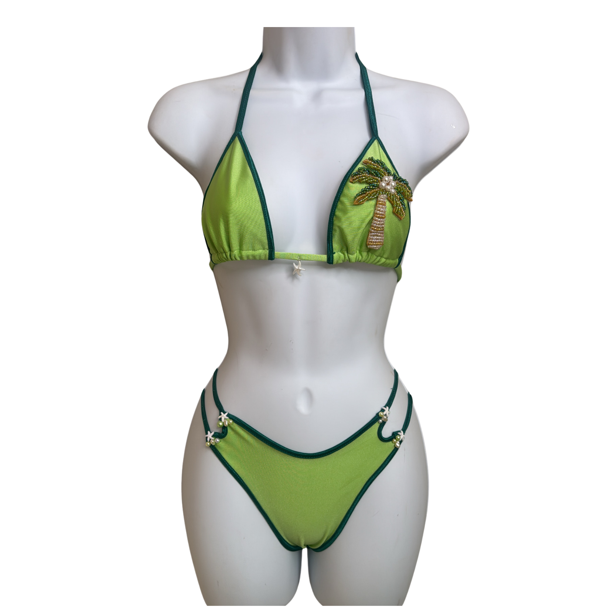 Paloma Hand-Beaded Palm Tree Bikini Set